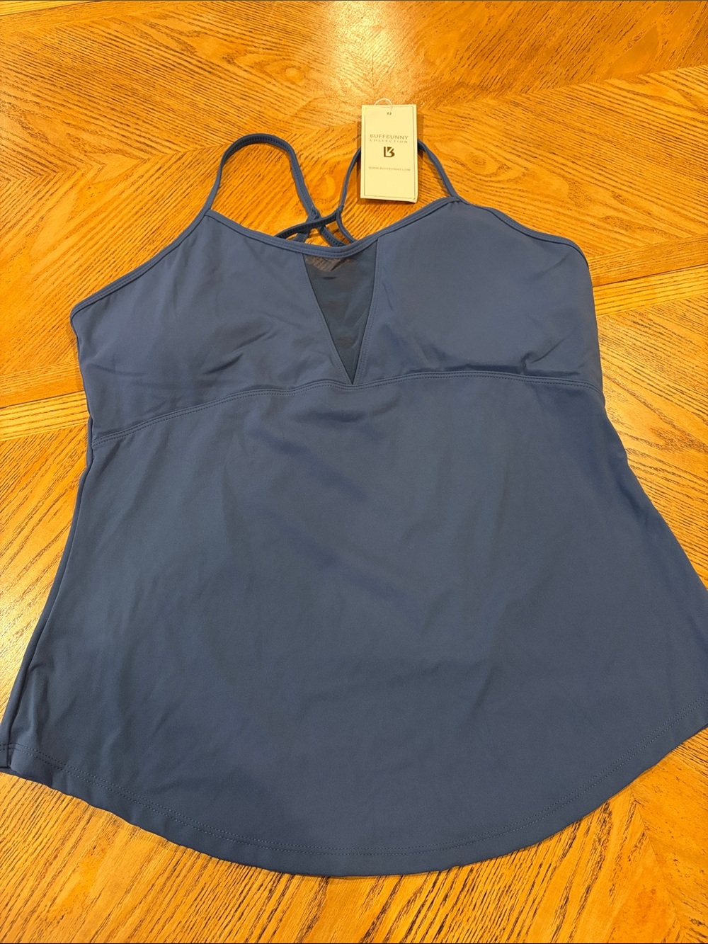 NWT Buffbunny Collection Blue Mesh V-Neck Athleisure Tank Top - XXL Athletic